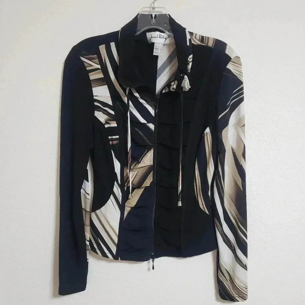 Joseph Ribkoff Swirl Zip Front Jacket - Picture 1 of 5